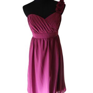 Empire One-Shoulder Knee-Length Chiffon Dress Flowers Size 10 NWT's